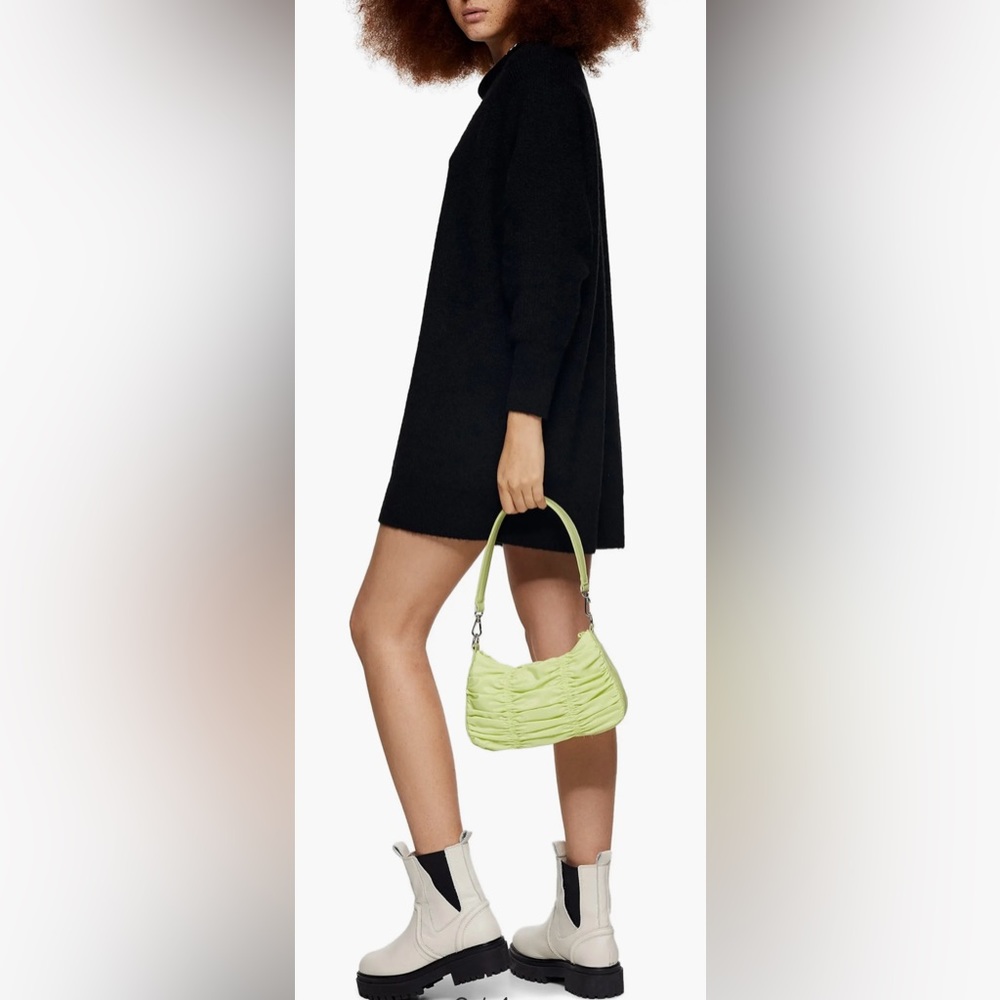 Topshop Black Oversize Long Sleeve Mini Sweater Dress Size Small (4-6) NWT